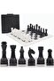 15" White & Black Marble Chess Set with Storage Box – Classic Luxury Chess Board Gift