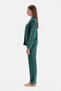 Dark Green Piped Detail Velvet Shirt Pants Pajama Set - 3