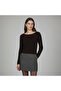 Women's Brown Wool Floral Embossed Soft Textured Long Sleeve Knitwear Sweater