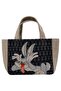Women's vegan black medium tote bag - warner bros bugs bunny playful bugs design