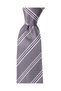Gray Tie with White Stripes and 8 cm Wide Handkerchief - 2
