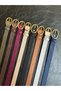 8-Piece Desire Ring Patterned Suede Women's Gold Buckle Belt Jacket Belt Dress Belt Trouser Belt