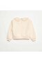 سويت شيرت سادة مع ياقة مزخرفة باللون الأبيض - 3