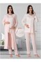 Women's Salmon Patterned Long Sleeve Maternity Pajama Set 3-Piece Set - 2