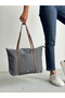 Women's Striped Shopperr Model Hand and Shoulder Bag - 4