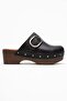 Sylive women's genuine leather clog slippers - black - 5