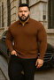 Men's Plus Size Winter Loose Coffee Polo Neck Sweater - 3