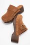 Sylive women's genuine leather clog slippers - tan suede - 8