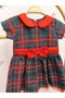 New Year's Birthday Special Day Green Red Plaid and Bow Detailed Girl's Dress - 3