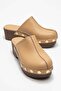 Sarine women's genuine leather clog sandals - caramel