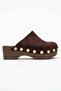 Sarine women's genuine leather clog sandals - coffee suede - 6