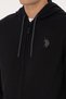 Men's Regular Fit Zippered Hooded Black Knitted Cardigan 50313748-Vr046 - 7