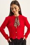 Women's Red Hair Braided Scarf Detailed Buttoned Cardigan Th241026 60251873