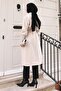 Brooch Detailed Coat Beige 19279 - 4