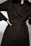 Fur Collar Belted Brown Coat 13851 - 4