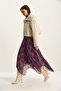 Women's Eggplant Plaid Patterned Wrinkle Effect Lined Midi Chiffon Skirt De251105 60283760 - 4
