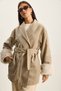 Women's Mink Sleeves Fur Detailed Belted Cashmere Coat 60582 60283795 - 5