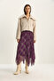 Women's Eggplant Plaid Patterned Wrinkle Effect Lined Midi Chiffon Skirt De251105 60283760 - 3