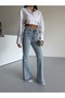 Women's Flared High Waist L Stretch Fabric Casual Snow Washed Pants Jean - 2