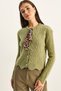 Women's Light Green Hair Braided Scarf Detailed Buttoned Cardigan Th241026 60251873