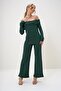 Walnut Green Madonna Collar Camisole Blouse and Trousers Set Alc-X13060 - 3