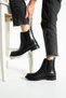 Women's Black Flat Heel Chelsea Boots - 3