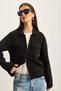 Women's Black Double Pocket Detailed Zipper Closure Knitwear Jacket Cardigan Th251076 60283802 - 4