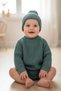 Baby Girl-Boy Stitch-Free Oversized Knitwear Sweater and Hat Set - Buttoned Bottom Raglan Sleeve 2-Piece Set - 2