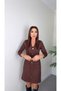 Buketli̇ Women's Fixed Belted Large Yellow Button and Pocket Detailed V-Neck Long Sleeve Short Dress - 8
