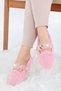 Women's Pearl and Tuğra Detailed Plush Ballerinas - 4