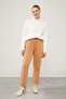Camel Elastic Waist Drawstring Trousers