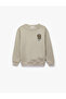 Fleece-Lined Long Sleeve Crew Neck Dog Printed Sweatshirt - 2