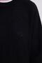 Women's Oversized wide cut knitted detailed crew neck black sweater - 3