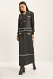Women's Anthracite Gold Button Detailed Long Skirt Knitwear Top and Bottom Set 60285002 - 3
