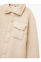 Buttoned Long Sleeve Plush Coat with Flap Pocket Detail - 3