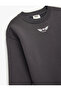 Long Sleeve Crew Neck Printed Raised Sweatshirt - 3
