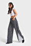 Women's Anthracite White Color 7W5-51 Palazzo Fit Lace Detailed Special Fabric Design Denim Jean - 3