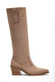 Mink Sand Stone Matte Suede Flat Pointed Toe Rider Western Cowboy Boots - 2