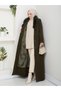 Women's New Season K Double-Breasted Full-Length Coat with Collar Buttons, Fur Collar and Belt - 3