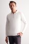 Ecru Long Sleeve Zippered Collar Without Pockets Slim Fit Knitwear 1012255150