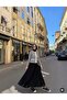 طقم تنورة مع ياقة مرصعة بالأحجار - 3
