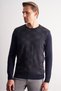 Navy Blue Crew Neck Long Sleeve Pocketless Comfort Fit Cotton Knitwear Sweater 1012255221