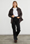 Water Wave Patterned Oversized Buttoned Coat - 6