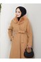 Women's New Season K Double-Breasted Collar with Buttons, Fur Collar with Belt, Knee-Length Coat - 7
