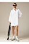 3 İplik Ş Fleece-Lined White O Oversized Zippered Tunic Sweatshirt - Casual Sportswear - 4