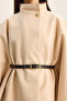 Women's Light Beige Gold Button Detailed Belted Poncho 2712 60261570 - 6