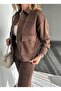 Brown Zippered Suede Sports Jacket - 3
