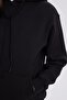 Women's Relax Fit Comfortable Cut Cotton Hooded Kangaroo Pocket Black Sweatshirt - 3