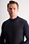 Navy Blue Half Turtleneck Long Sleeve Pocketless Comfort Fit Cotton Knitwear Sweater 1012255219 - 4