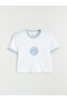White Crew Neck Printed Women's Sports T-Shirt - 5